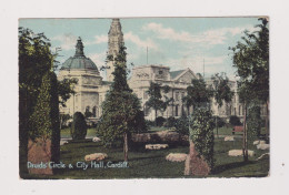 WALES - Cardiff Druids Circle And City Hall Unused Vintage Postcard - Glamorgan