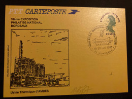 CP EP LIBERTE VERT OBL.19-20 Oct. 1985 33 BORDEAUX PHILAT'EG NATIONAL Vie EXPOSITION - Philatelic Exhibitions