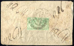 Cover 1959, Drei Dienstbriefe Frankiert Mit Dienst 8 P. + 32 P. + Viererstreifen 1 R. + 1 R. Mit Aufdruck "Kaj Sarkari,  - Nepal