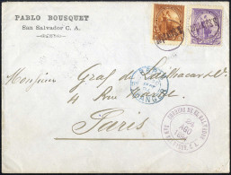 Cover 1894, Brief Vom 24.8. Nach Paris (Frankreich), Frankiert Mit Allegorie 5 + 10 C, Mi. 79,80 - Salvador