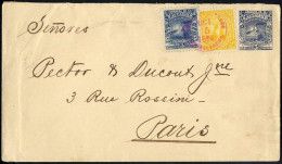 Cover 1896, Ganzsachen-Brief über 5 C (Vulkan) Von San Salvador Am 5.10. Nach Paris (Frankreich), Frankiert Mit Allegori - El Salvador