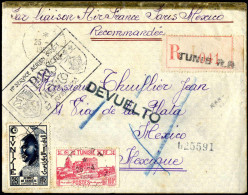Cover 1952, Rekommandierter Luftpostbrief Vom 25.4.1952 Von Tunis über Paris Nach Mexiko (City), Frankiert Mit 25 Fr. Un - Altri & Non Classificati
