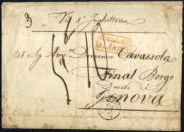 Cover 1855, Lettera Di Tre Porti In Porto Assegnato Del 5.6.1855 Da Montevideo Per Via D'Inghilterra A Final Borgo (Geno - Uruguay