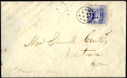 Delcampe - Cover 1869, Brief Von Naugatuck (Conneticut) Nach Newton (Conn.), Frankiert Mit 3 Cents Ultramarin/blau Mit Waffeleinpre - Andere & Zonder Classificatie