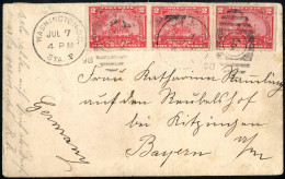 Cover 1898, Letter Dated 7.7.1898 From Washington To Kitzingen (Bayern), Fraked With Three Pieces 2 C. Red Inter. Revenu - Altri & Non Classificati