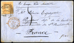 Cover 1858, Letter From July 1858 From Melbourne Via Marseille To Passous (dep. De La Haute Garonne), Franked With Roule - Other & Unclassified