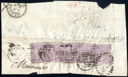 Cover Grossbritannien 1867, Ein Brief Und Zwei Große Briefstücke Frankiert Mit Total 7 Werte 6 P. Purpurviolett Mit Plat - Other & Unclassified