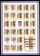 ** Kroatien 1991, Zwangszuschlagsmarken, Lot Mit 12 Postfrischen Bögen, Darunter 2x Mi. 14B/19B /1.920,- , Abbildungen S - Kroatien