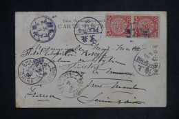 CHINE - Type Dragon X 2 Sur Carte Postale Pour La France  En 1906  - L 152384 - Briefe U. Dokumente