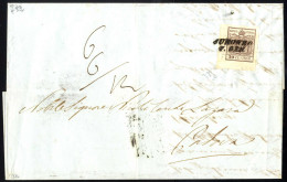 Delcampe - Cover 1851, Lettera Del 7.1.185(1) Da Auronzo A Padova, Affrancata Con 30 Cent. Bruno, Carta A Mano, I° Tipo E I Tiratur - Lombardo-Vénétie