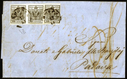 Cover 1857, Lettera Da Brescia Il 12.11 Per Padova Affrancata Con Coppia + Uno 10 C. Nero Grigiastro Carta A Macchina, F - Lombardo-Veneto