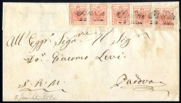 Cover 1850, Cinque Valori 15 Cent Carta A Macchina Su Lettera Spedita Da "BADIA 22 MAG" (annullo Cor) A Padova, Sass. 20 - Lombardo-Venetien