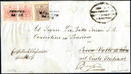 Cover 1857, Lettera Affrancata Con Due Esemplari 15 Cent Carta A Macchina 30 Cent Carta A Mano Spedita Da "AURONZO 14 FE - Lombardy-Venetia