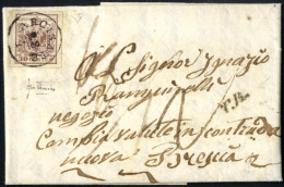 Cover 1854, 30 Cent Su Lettera Spedita Da "ARCISATE 28/4" (annullo C1) A Brescia, Bollo Accessorio TR Perchè La Lettera  - Lombardy-Venetia