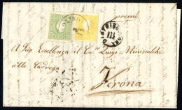 Cover 1863, 2 Soldi II° Tipo E 3 Soldi Su Lettera Spedita Da "BARDOLINO 3/11" (annullo C1) A Verona, Cert Bottacchi, Sas - Lombardije-Venetië