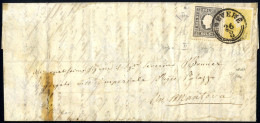 Cover 1859, 2 E 3 Soldi Grigio II° Tipo Su Lettera Spedita Da "REVERE 26/8" (annullo CO) A Mantova, Certificati Sorani E - Lombardo-Vénétie