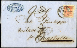 Cover 1859, Lettera Affancata Con 5 Soldi II° Tipo Su Lettera Da Mantova 24/10 Per Milano A Guastalla / Governo Provviso - Lombardo-Veneto