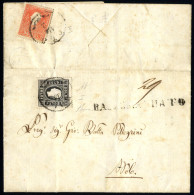 Cover 1861, 3 Soldi I° Tipo E 5 Soldi II° Tipo Al Verso Per La Raccomandazione Su Lettera Per Città "DOLO 14/2" (annullo - Lombardo-Veneto