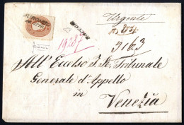 Cover 1860, Raccomandata Affrancata Con 10 Soldi E Al Verso 10 Soldi Per La Raccomandazione Spedita Da "AURONZO 13 OTT"  - Lombardije-Venetië