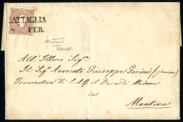 Cover 1859, 10 Soldi II° Tipo Senza Parte Inferiore Del Francobollo Su Lettera Spedita Da "BATTAGLIA 8 FEB" (annullo SD) - Lombardo-Venetien