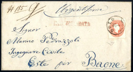 Cover 1861, 5 Soldi E Due Esemplari 5 Soldi Al Verso Per La Raccomandazione Su Lettera Spedita Da "DOLO 14/1" (annullo C - Lombardo-Vénétie