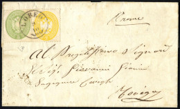 Cover 1863, 2 E 3 Soldi Su Lettera Spedita Da "LOREO 9/10" (annullo CO) A Rovigo, Sass. 36, 37 / P.5 - Lombardy-Venetia