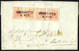 Cover 1855, Quattro Valori 15 Cent. In Due Gradazioni Di Colore Su Lettera Spedita Da "GROSSOTTO 9 NOV" (annullo SD) A B - Lombardy-Venetia