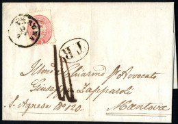 Cover 1863, Lettera Tassata Affrancata Con 5 Soldi Spedita Da Verona 24/4 A Mantova Con Bollo Accessorio "TR", Sass. 38 - Lombardo-Veneto