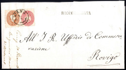 Cover 1863, Raccomandata Con Affrancatura Mista 10 Soldi (1862) E 5 Soldi (1863) E Al Verso 10 Soldi Per La Raccomandazi - Lombardo-Vénétie