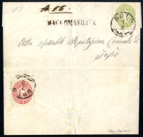 Cover 1864, 3 Soldi E 5 Soldi Al Verso Per La Raccomandazione Su Lettera Per Il Distretto Da "DOLO 1/2" (annullo CO), Sa - Lombardo-Vénétie