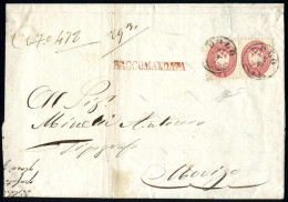 Cover 1864, Due 5 Soldi Ed Altri Due Valori 5 Soldi Al Verso Per La Raccomandazione Su Lettera Spedita Da "DOLO 25/7" (a - Lombardo-Vénétie