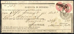 Cover 1864, Ricevuta Di Ritorno Affrancata Con Due 5 Soldi Spedita Da "CAVARZERE 30/8" A Venezia E Lì Riannullata Con An - Lombardo-Vénétie