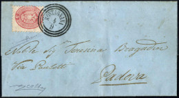 Cover 1866, Lettera Affrancata Con 5 Soldi Spedita Da "MONTAGNANA 4/9" (annullo C3) A Padova Durante La III Guerra D'Ind - Lombardo-Venetien