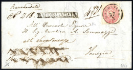 Cover 1863, 5 Soldi Ed Al Verso 10 Soldi Su Raccomandata Spedita Da "MAROSTICA 27/3" (annullo C1) A Venezia, Sass. 44, 4 - Lombardo-Veneto