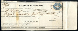 Cover 1865, Ricevuta Di Ritorno Con 10 Soldi Spedita Da "ARZIGNANO 12 MAG (annullo SD), Firmata Sorani E Raybaudi, Sass. - Lombardy-Venetia