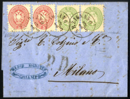 Cover 1866, Lettera Affrancata Con Due 5 Soldi (piccola Piega Angolare) E Due 3 Soldi Spedita Da "ARZIGNANO 13/5" (annul - Lombardy-Venetia