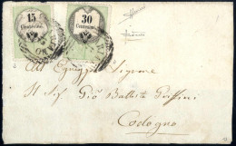 Cover 1854, 15 E 30 Cent Marche Da Bollo, Stampa Tipografica, Su Lettera Spedita Da "ARIANO 12/6" (annullo LOV) A Codogn - Lombardy-Venetia