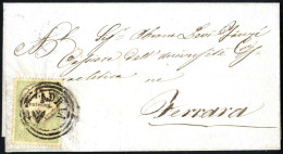 Cover 1854, 15 Cent. Marca Da Bollo, Stampa Tipografica, Su Lettera Per L'estero Spedita Da "ADRIA" (annullo C3) A Ferra - Lombardo-Vénétie