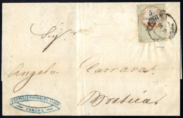 Cover 1856, Circolare Del 3.9.1856 Da Verona A Brescia, Affrancata Con Una Marca Da Bollo Di 5. Cent. Verde, Bruno Aranc - Lombardo-Veneto