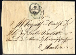 Cover 1856, Lettera Completa Del Testo Del 8.3.1856 Da Revere A Mantova, Affrancata Con Una Marca Da Bollo 30 C. (dentel - Lombardo-Vénétie