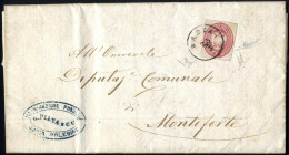 Cover 1863, Ritaglio Di Intero Postale Da 5 Soldi Su Lettera Spedita Da "BADIA 23/3" (annullo C1) A Monteforte, Cert. E. - Lombardo-Veneto