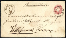 Cover 1863, Intero Postale Da 5 Soldi (147x84mm) Con Affrancatura Aggiuntiva Al Verso Di Due 5 Soldi (1864) Per La Racco - Lombardo-Venetien