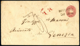 Cover 1863, Intero Postale Da 5 Soldi (147x84mm) Spedito Da "RECOARO 30 LUG" (annullo SD) A Venezia, Tassata E Bollo Ace - Lombardy-Venetia