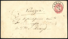 Cover 1863, Intero Postale Da 5 Soldi Senza Filigrana Spedita Da "ADRIA 9/5" (annullo C1) A S.Lorenzo, Sass. IP18 / P.9 - Lombardo-Veneto