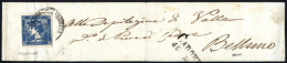 Cover 1851, Intera Fascetta Con Mercurio Azzurro I° Tipo Da "I.R.SPEDIZIONE GAZZETTE 15/3" A Belluno, Certificato Finanz - Lombardo-Veneto