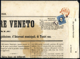 Cover 1859, Giornale L'Indicatore Veneto Del 22 Giugno 1859 Affrancato Con 1,05 Soldi Azzurro Annullato A Penna "TREVISO - Lombardo-Veneto