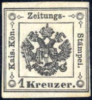 * 1853, 1 Kreuzer I°tipo, Nero Intenso, Con Gomma Originale, Firmato Friedl E Certificato Goller, Sass. 1 1853, 1 Kreuze - Lombardo-Vénétie