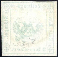 O 1859, 2 Kreuzer Verde Scuro Con Decalco, Usato, Certificato Raybaudi, Sass. 1 - Lombardo-Venetien