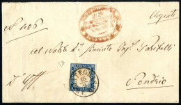 Cover ABBIATEGRASSO, 20 Cent Azzrurro (Sardegna) Su Lettera Da "ABBIATEGRASSO 16/9" (annullo C1) A Sondrio, Firmata ED,  - Lombardy-Venetia