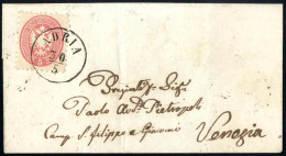 Cover Adria 30/5, Lettera Con Annullo C1 Su 5 Soldi Spedita A Venezia, Sass. 43 / P.7 - Lombardy-Venetia